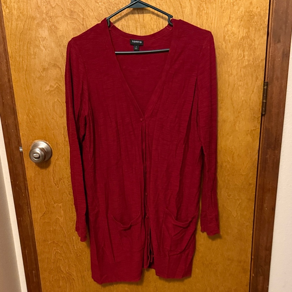 torrid Deep Red Lightweight Open-Front Cardigan